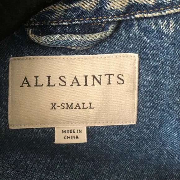 AllSaints Hay cropped denim jacket, blue, size XS